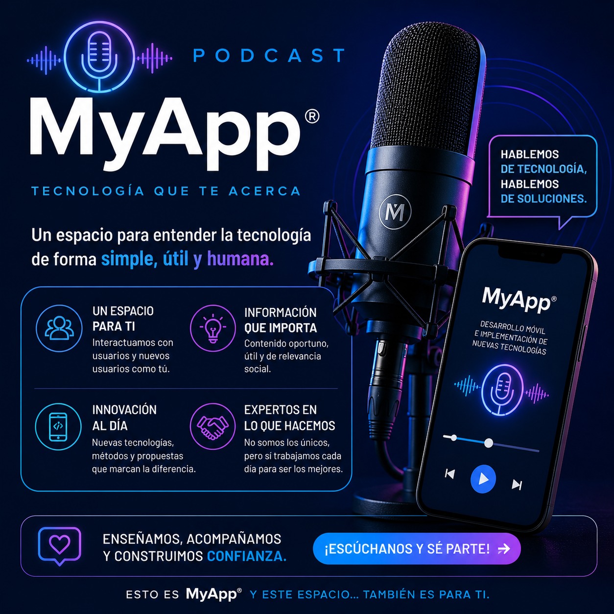 Portada del Podcast de MyApp — episodios sobre tecnología y emprendimiento